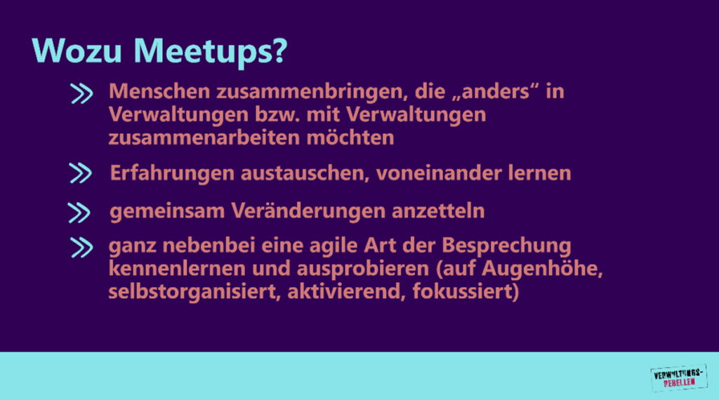 Ziele der Meetups (wie im Text beschrieben)