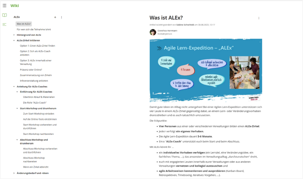Screenshot des ALEx-Wikis im Verwaltungsrebellen-Netz. 