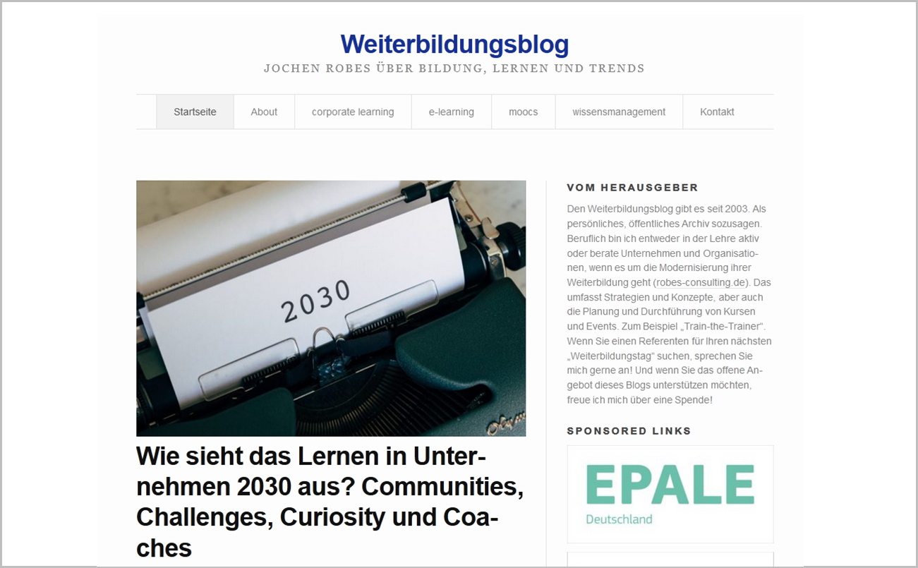 Screenshot von "Der Weiterbildungsblog"