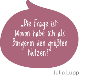 Sprechblase mit Zitat aus dem Text