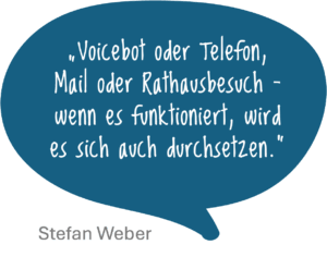 Sprechblase mit Zitat aus dem Text