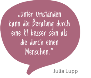 Sprechblase mit Zitat aus dem Text