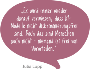 Sprechblase mit Zitat aus dem Text